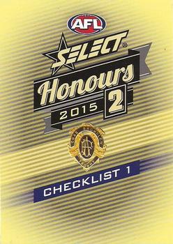 2015 Select AFL Honours Series 2 #1 Checklist 1 Front